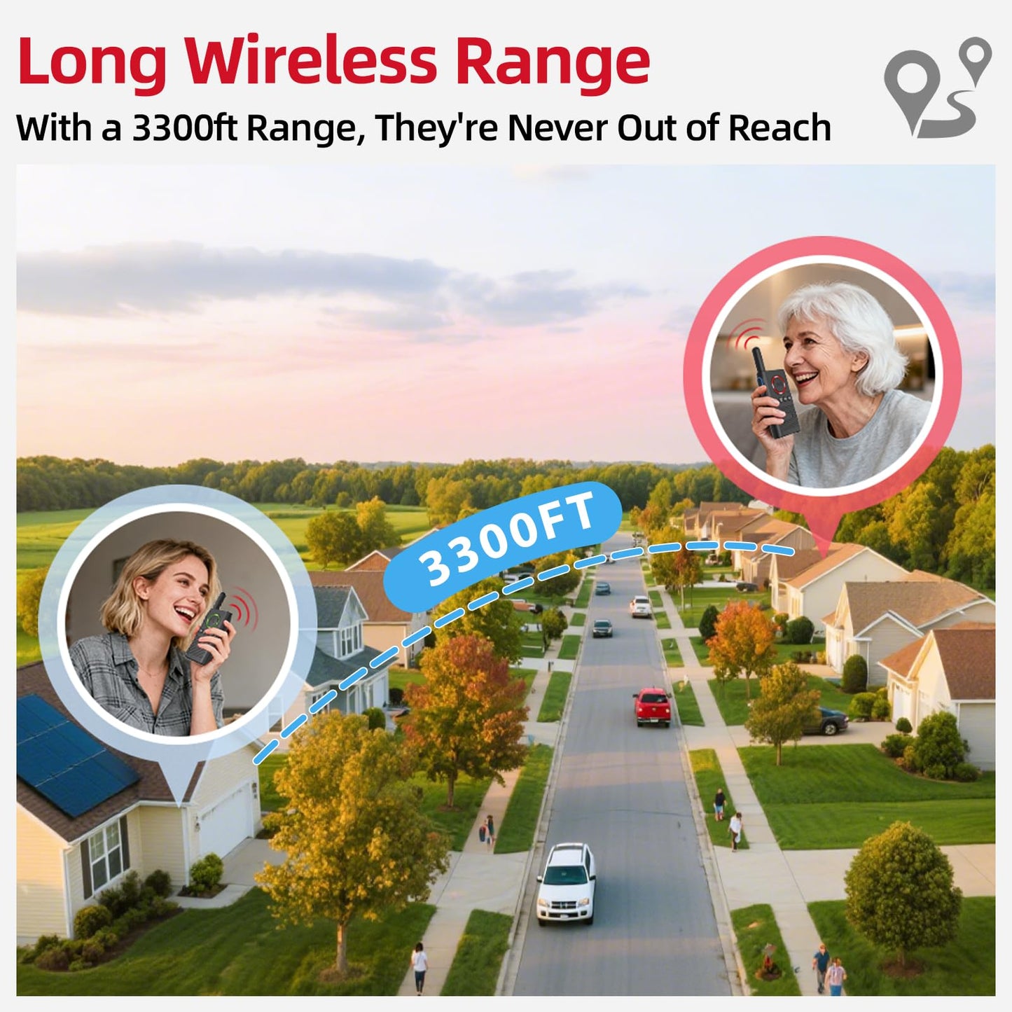 CallToU Caregiver Pager Wireless Alert Button Home Intercom System Long Range 2 Way Radio for Elderly/Patient/Pregnant/Home/Office