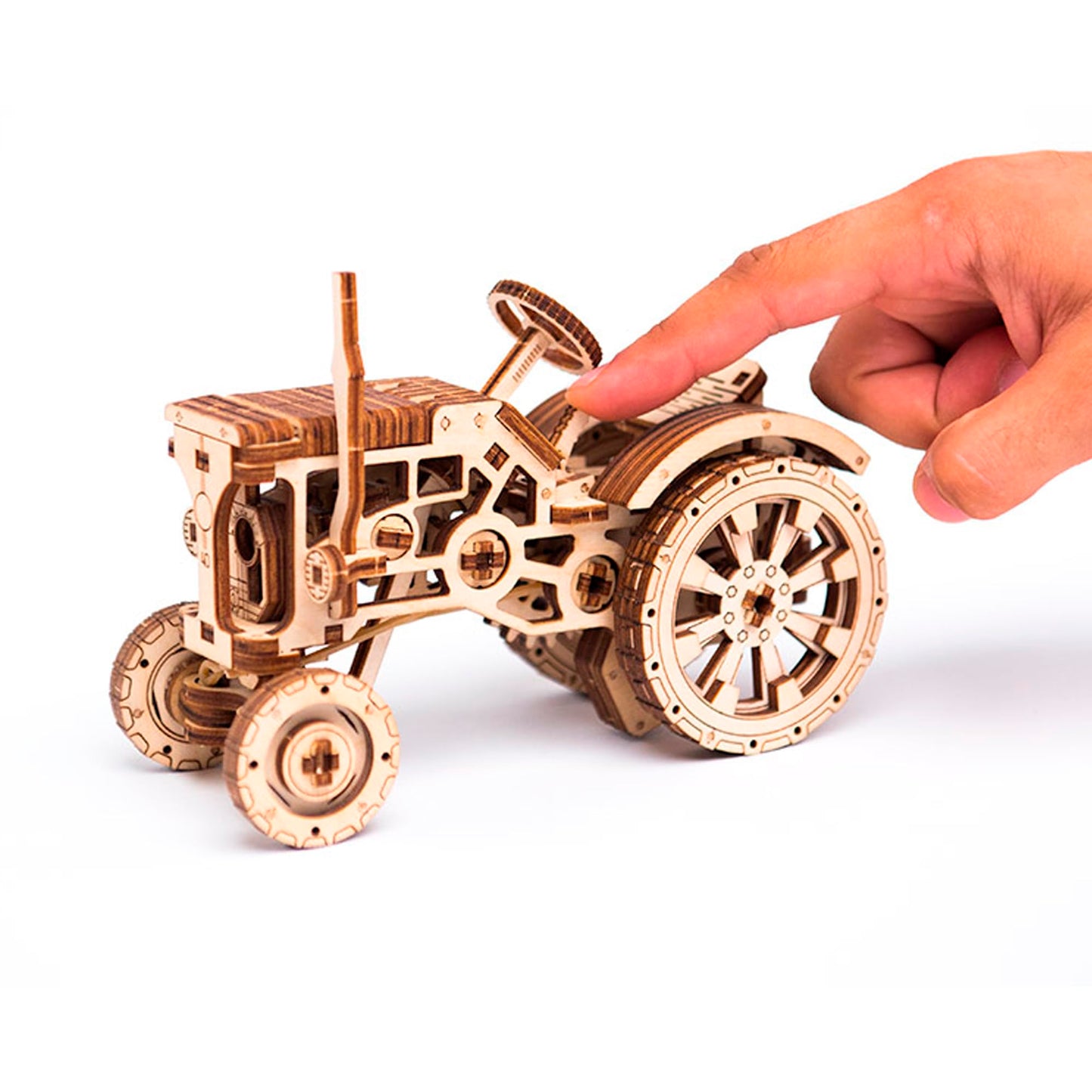 WOODEN.CITY Tractor 3D Puzzles for Adults – Mechanical Farm Tractor Model for Adults & Teens, 148-Piece DIY Kit with Moving Wheels, Made in EU