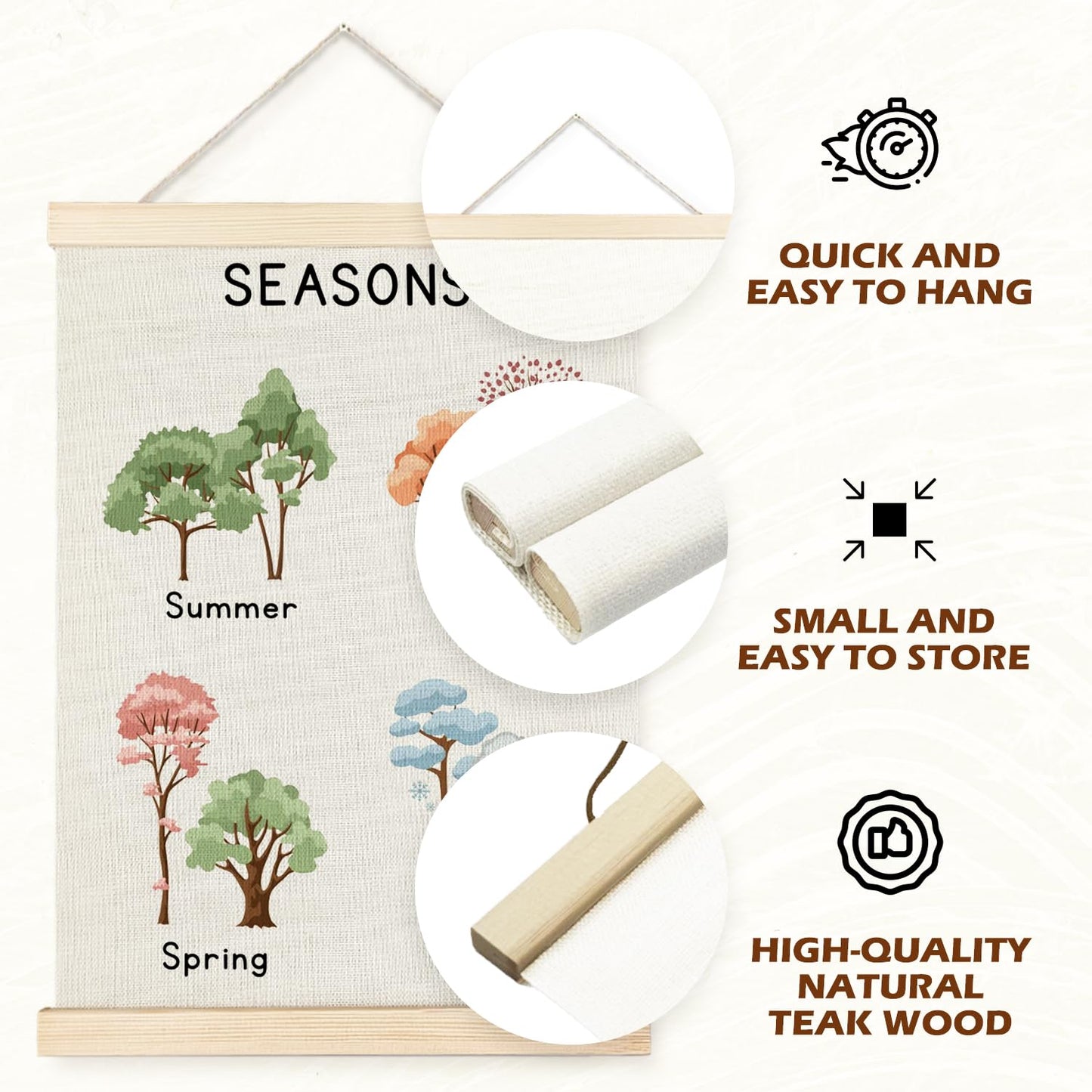 Supwhd Classroom Wall Decor, Four Seasons Tree Directions Wall Art Poster, Spring Summer Fall Winter Directions Educational Poster for Nursery Kids Room Playroom Classroom Decor, 12x16 Set of 2