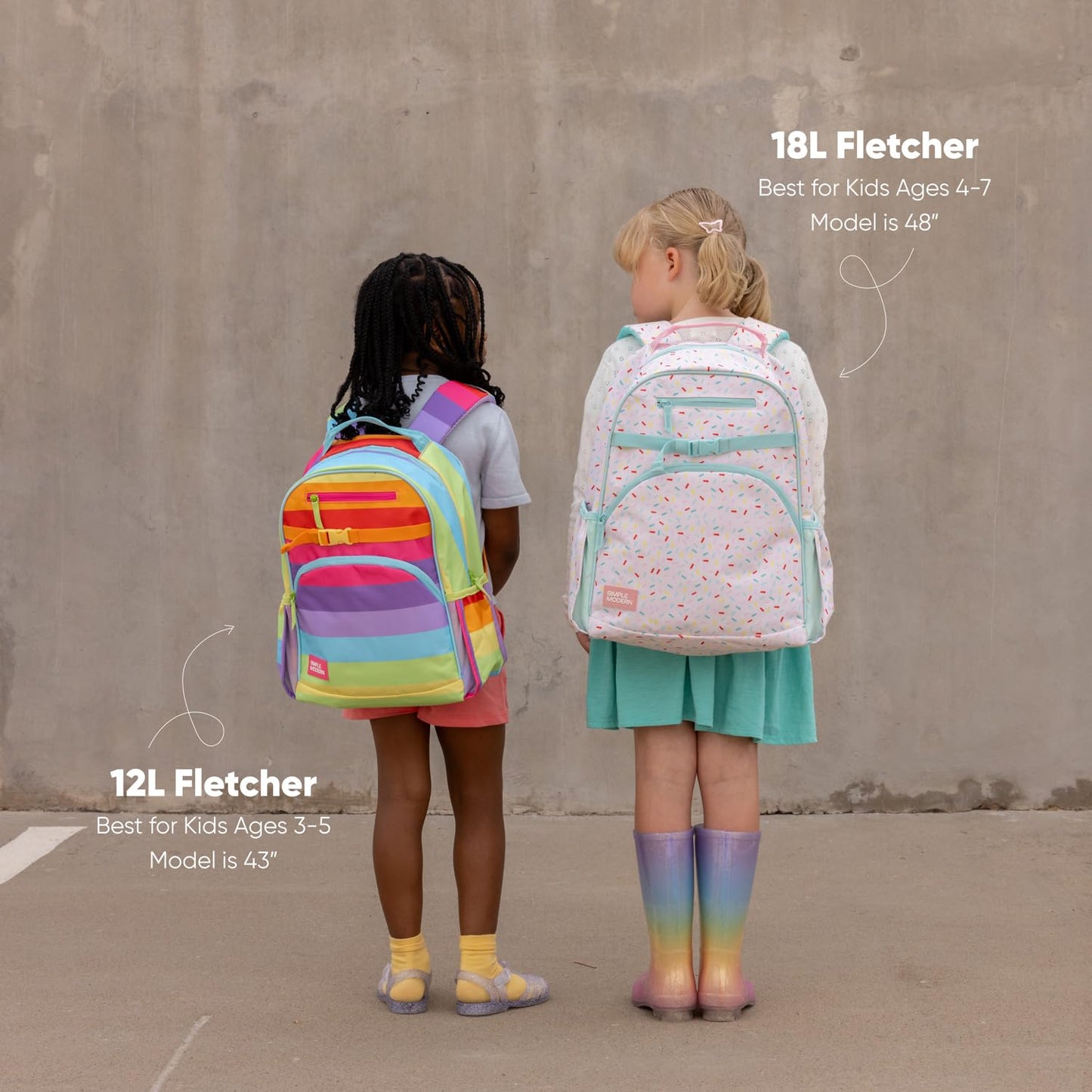 Simple Modern Medium Disney Toddler Backpack for School Girls and Boys | Kindergarten Elementary Kids Backpack | Fletcher Collection | Kids - 15" tall | Princess Rainbows