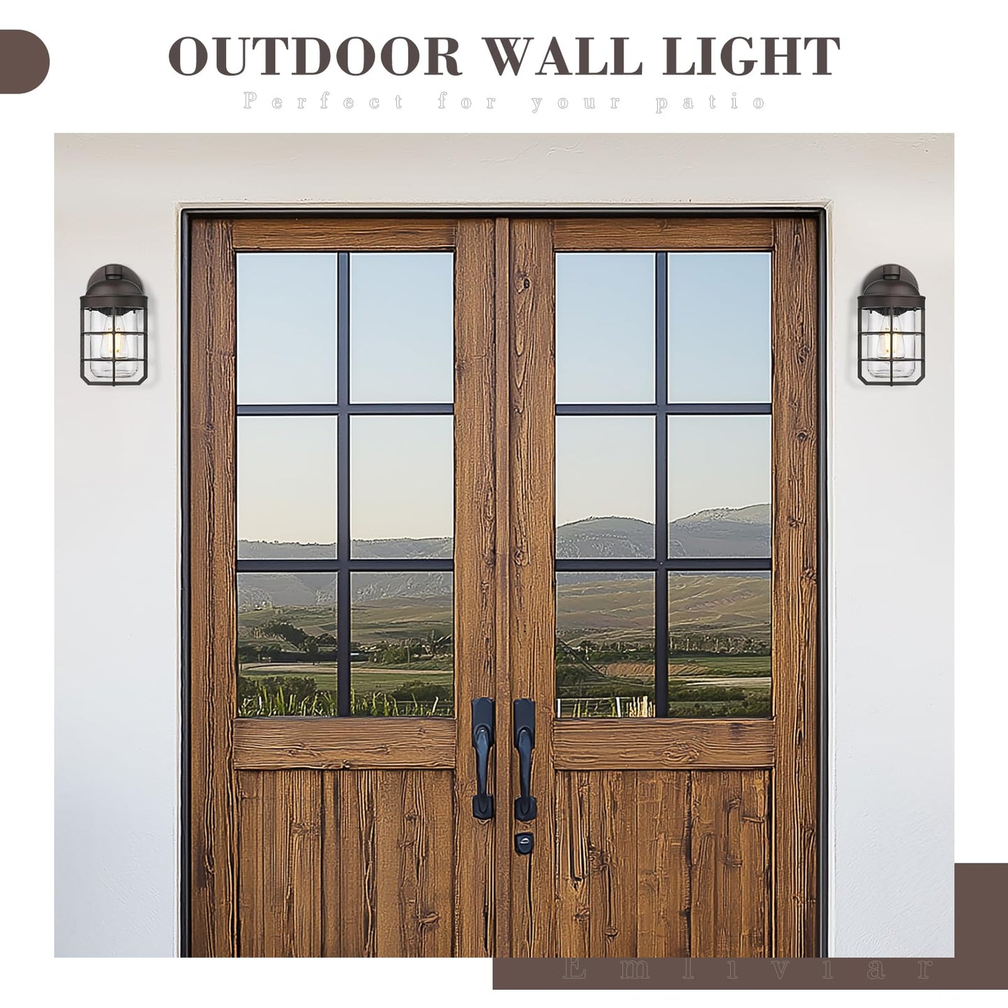 Emliviar Farmhouse Wall Mount Outdoor Light Fixture, Metal, 11.3 Inch, Oil Rubbed Bronze, Model GE255BL ORB, Clear Glass