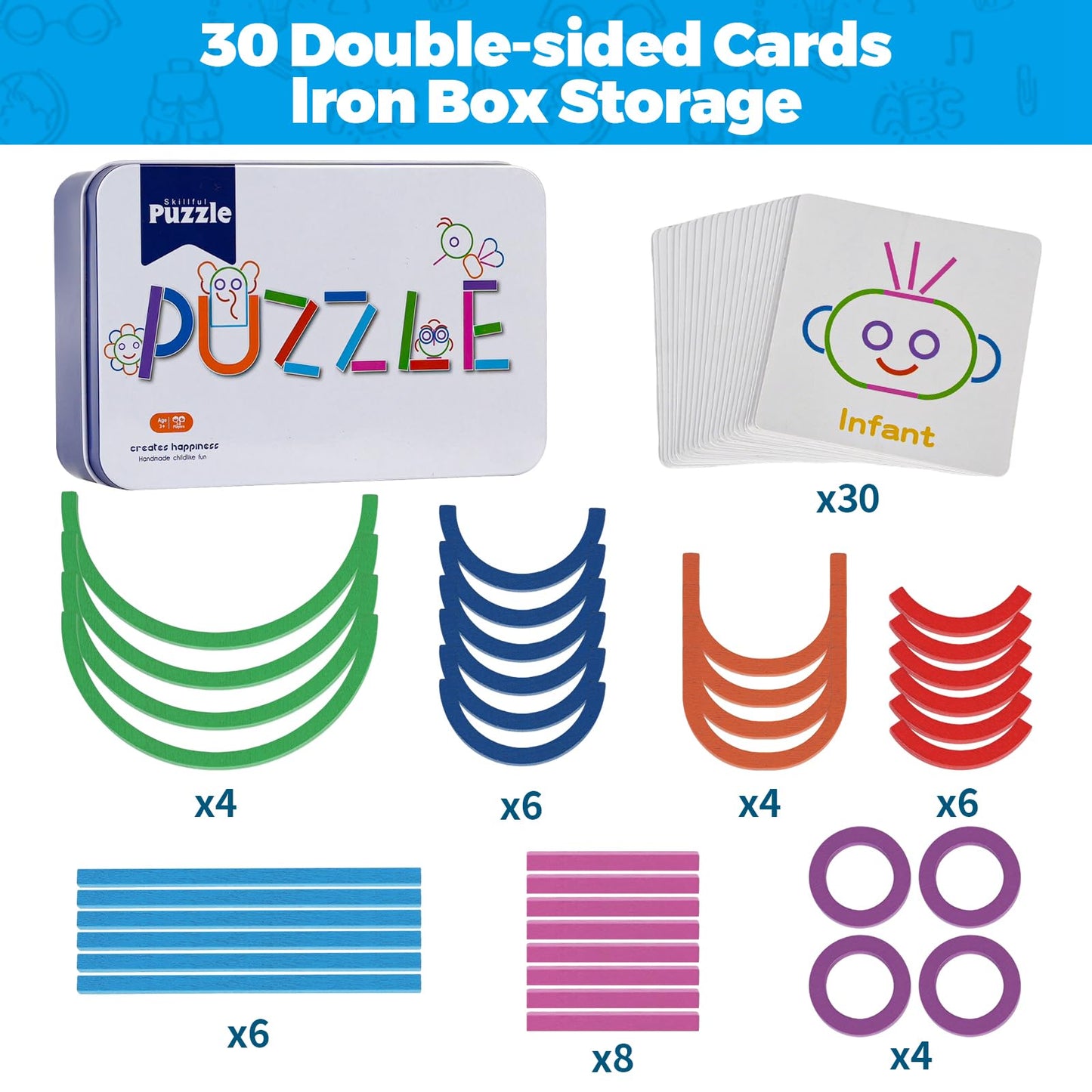 STEM Montessori Puzzle Toy for Toddlers – Creative Shape Matching & Ring Stacking Set, Hands-On Learning Educational Game for Fine Motor Skills, Preschool Classroom Essentials Ages 3-6