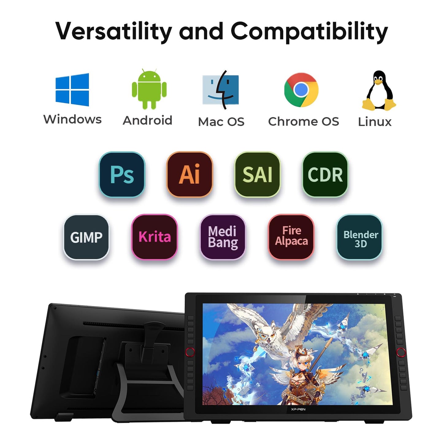 Drawing Tablet with Screen XPPen Artist 22R pro Computer Graphics Tablet 120% sRGB with Battery-Free Stylus Full-Laminated Technology, 21.5 inch Pen Display with 20 Shortcut Keys & 2 Red Dial(Black)