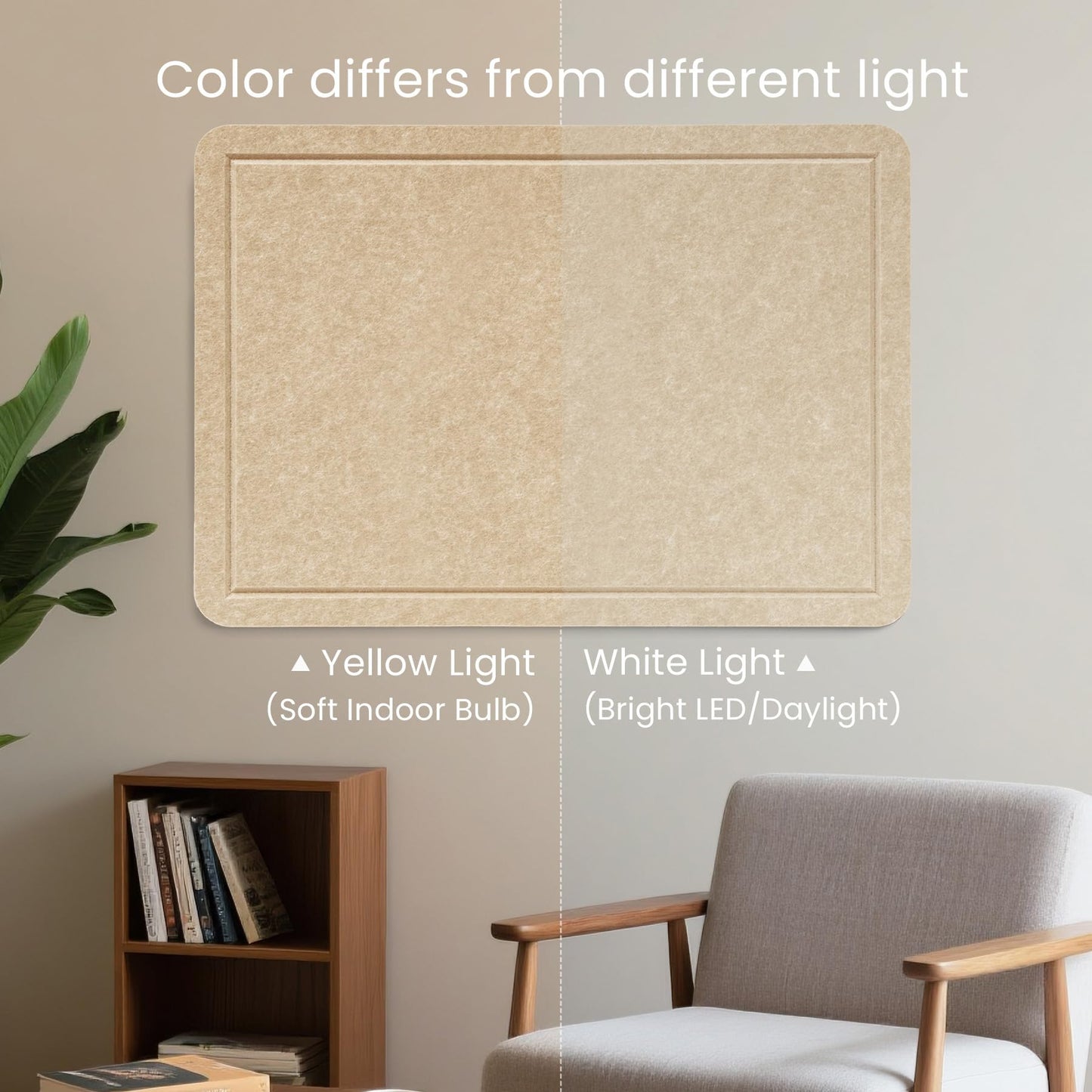 Lightomorrow Large Bulletin Board, 48 x 36 Inches Cork Board Alternative Decorative Felt Pin Board with Safe Removable Adhesives & 20 Push Pins for Home Office Classroom Walls-Khaki