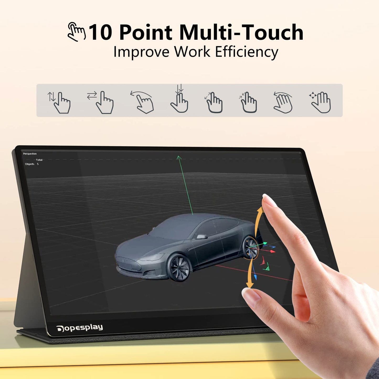 Dopesplay Portable Monitor for Laptop with Touchscreen, 15.6" FHD 1080P Second Laptop Monitor Extender with 5000mAh Battery for Laptops, MacBook, Phones, PS4/5, Xbox, Switch (NO Touch on iPhone)