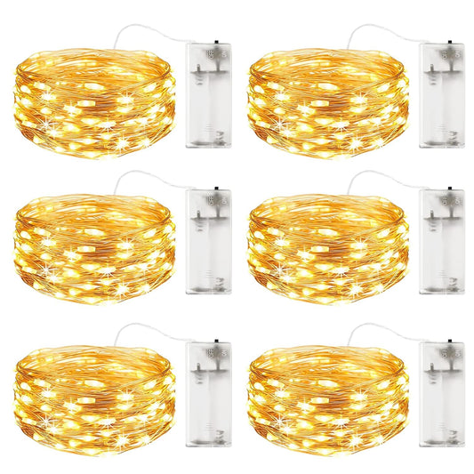 LIGHTOP Fairy Lights String Lights 20L Battery Operated Warm White 6.6ft Mini Copper Wire Indoor Waterproof for Bedroom Parties