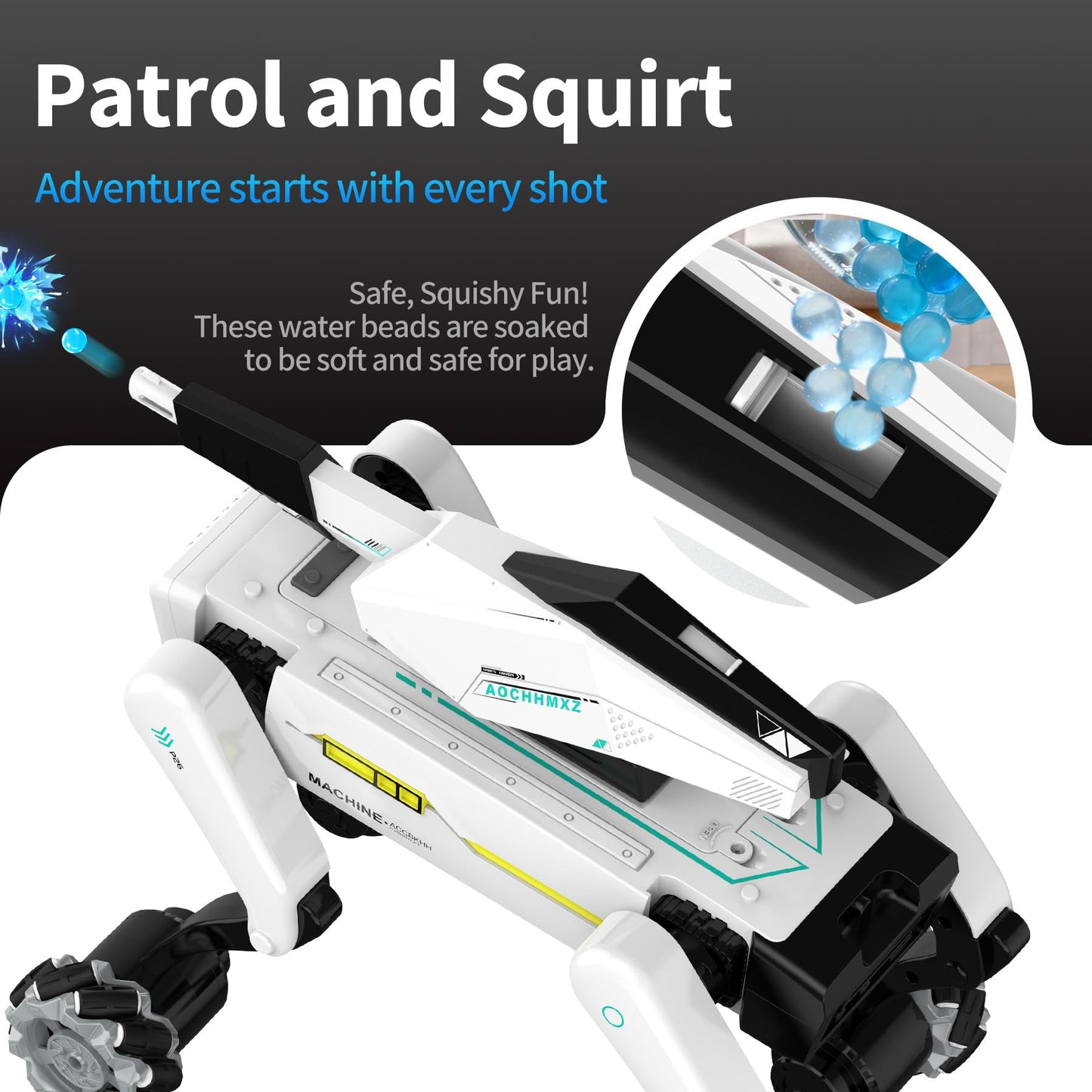 EVADA 3 in 1 Robot Dog with Wheels Kit, 30+ Bionic Actions, Voice & Remote Control, Programmable Moves, Rechargeable Battery, All-Terrain Stunt Pet Toy for Kids (Removable Claw & Cannon)