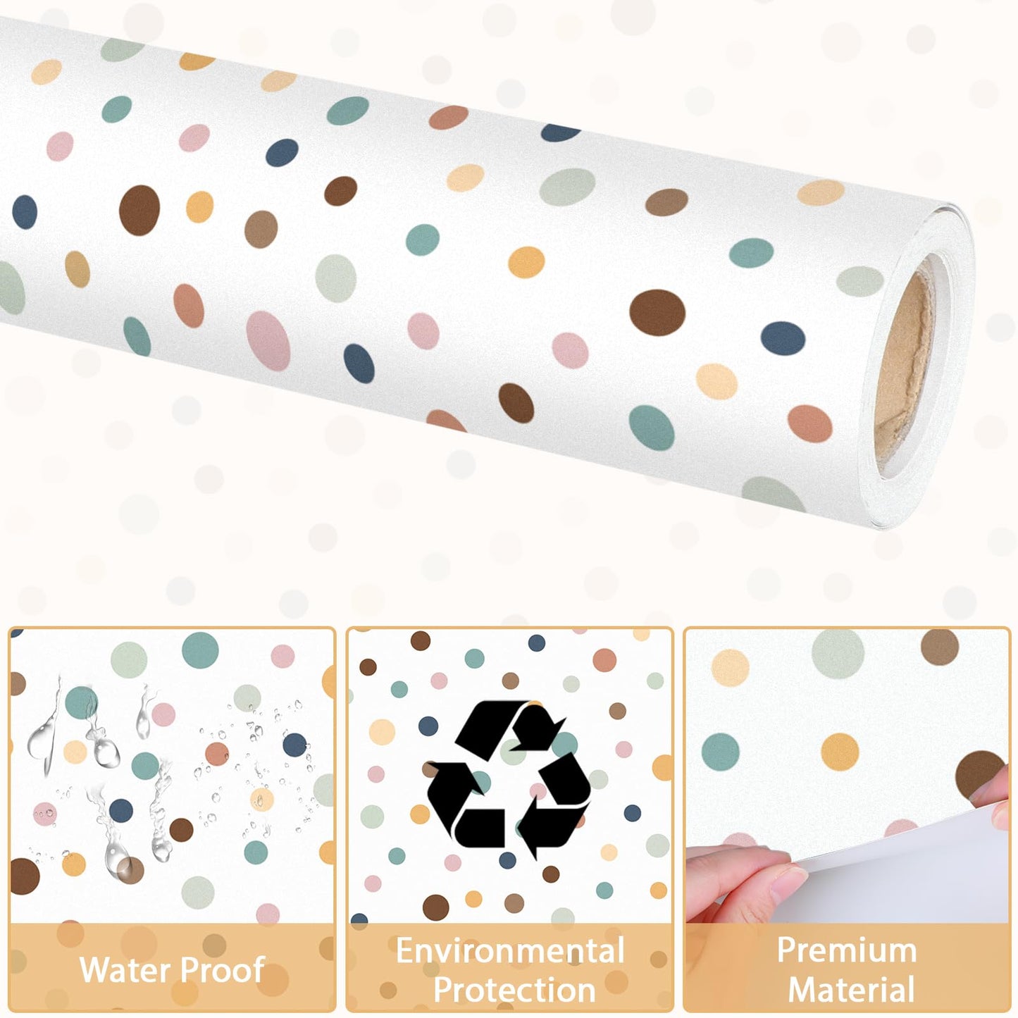 Qyeahkj Boho Dot Bulletin Board Paper Roll Boho Polka Dot Bulletin Board Background Paper Fade Resistant Classroom Decoration Poster Art Craft Home Wall Education Decor Supplies 17.7in x 20ft