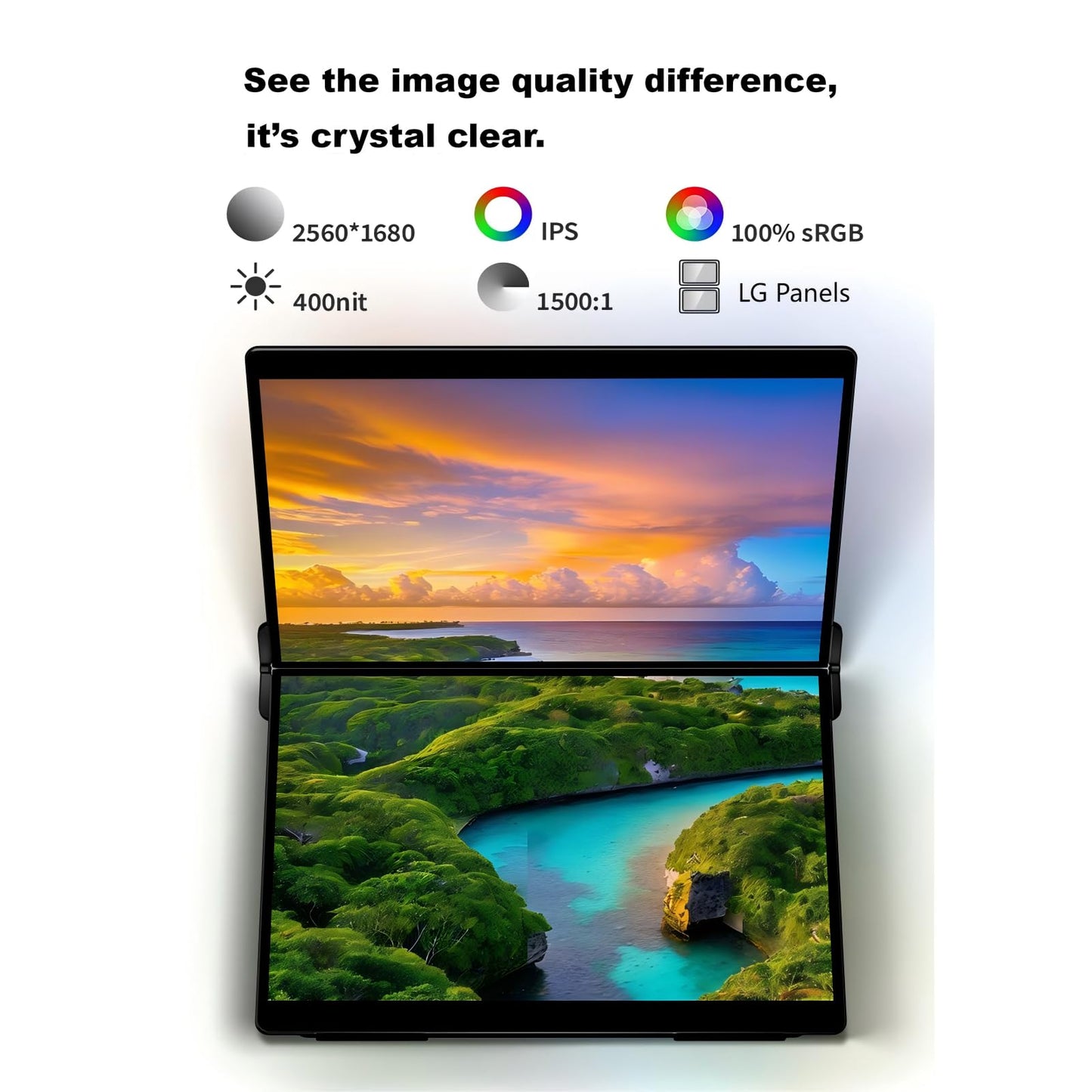 EHOMEWEI X2 Air Foldable Dual Touchscreen Portable Monitor 14.2"×2 2.8K IPS Touch Screen Extender with 4096 Stylus for Laptop