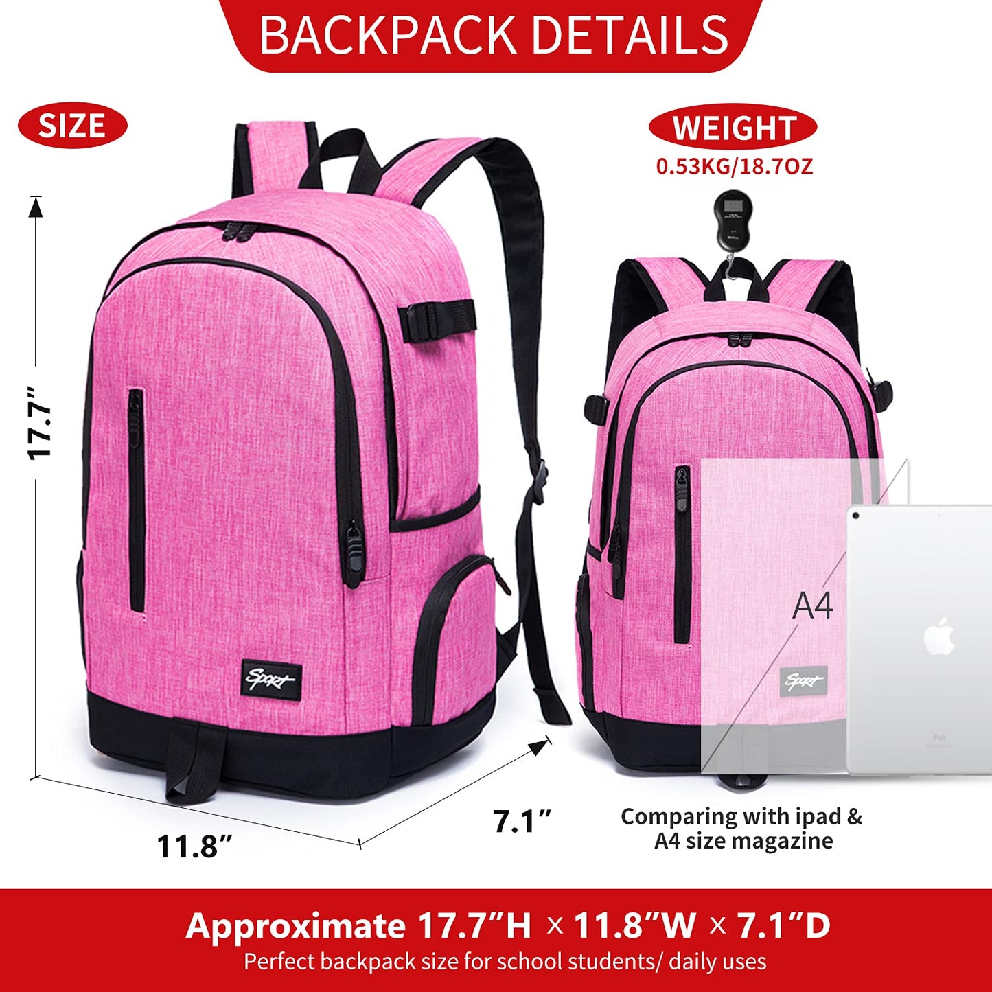 rickyh style School Backpack Travel Bag for Men & Women Lightweight College Back Pack with Laptop Compartmen