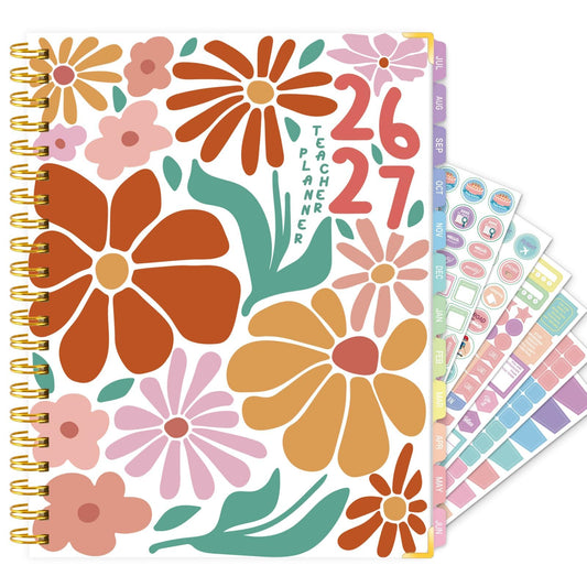 Teacher Planner 2026-2027 Academic Year, Academic Planners for Teachers from July 2026 to June 2027, 8.5"x11" Large Weekly & Monthly Lesson Planner with Pocket & Stickers for School Teachers Supplies