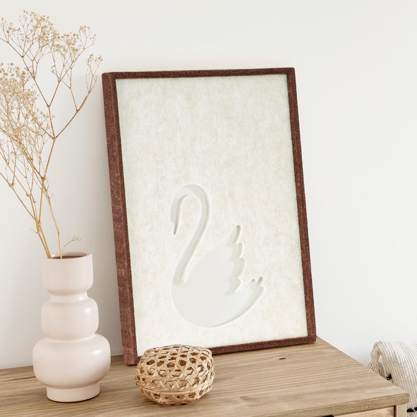 DOLLAR BOSS Felt Framed Cork Board 14.5'' x11.8'' Bulletin Boards for Walls, Decorative Pin Board for Office Home Decor for Kids Hallway Bedroom Dining Living Room, Swan