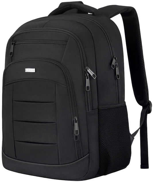 BIKROD Travel Laptop Backpack for Men and Women, Black School Backpacks for Teen Boys and Girls, Water Resistant Back Pack, Business Sturdy Computer Bag