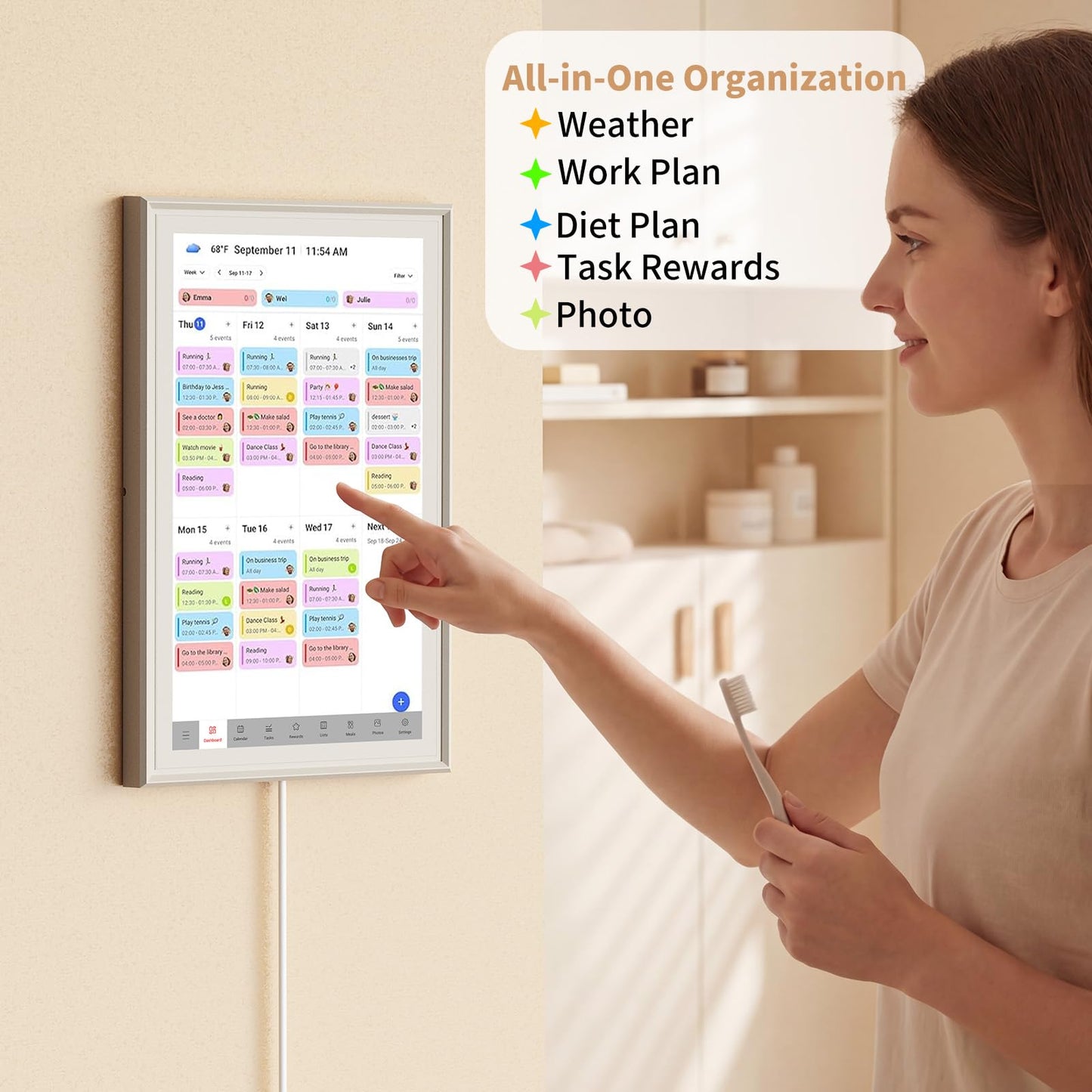 Digital Calendar, Electronic Calendar with 15.6-inch Touch Screen,32GB Smart Calendar, Work and Family Planner, Also Functions As a Digital Picture Frame,Best Gift for Your Loved Ones