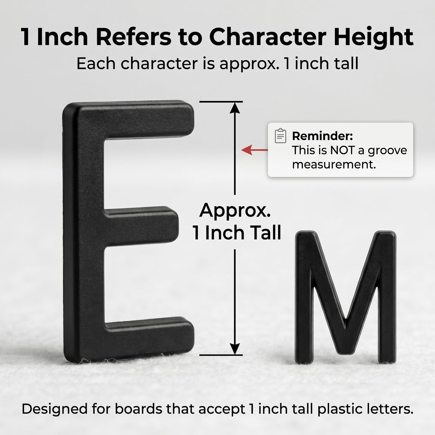 1 Inch Tall Plastic Letter Board Letters Only, 312 PCS Black Precut Replacement Letters and Numbers for Felt Letter Boards, Message Boards and Directory Boards, No Board Included
