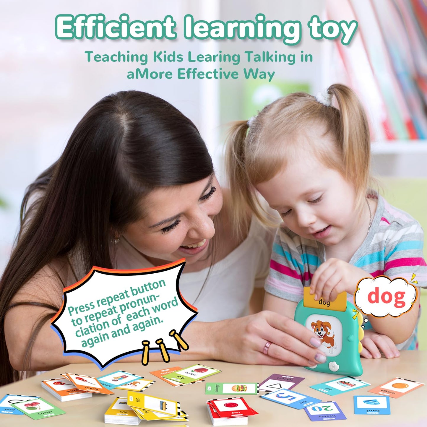 Kidzdo Talking Flashcards for Toddlers 1 2 3 4 5 6 Years Old, 520 English Sight Words Educational Toy, Pocket Speech Language Toys, Autism Toys for Kids 1-6, Birthday Gifts for Boys and Girls, Green
