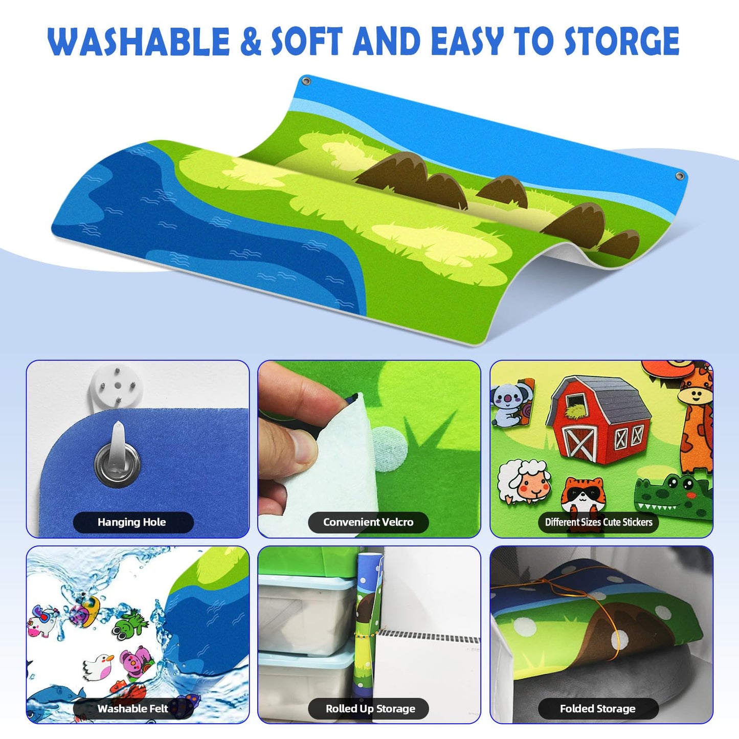 SKOLESK 204Pcs Animals Felt Busy Board Story Set with Storage Bag Preschool Large Wall Storyboard Forest Themed Early Learning Interactive Play Kit Wall Hanging Gift for Toddlers Kids 40 X 28 Inch