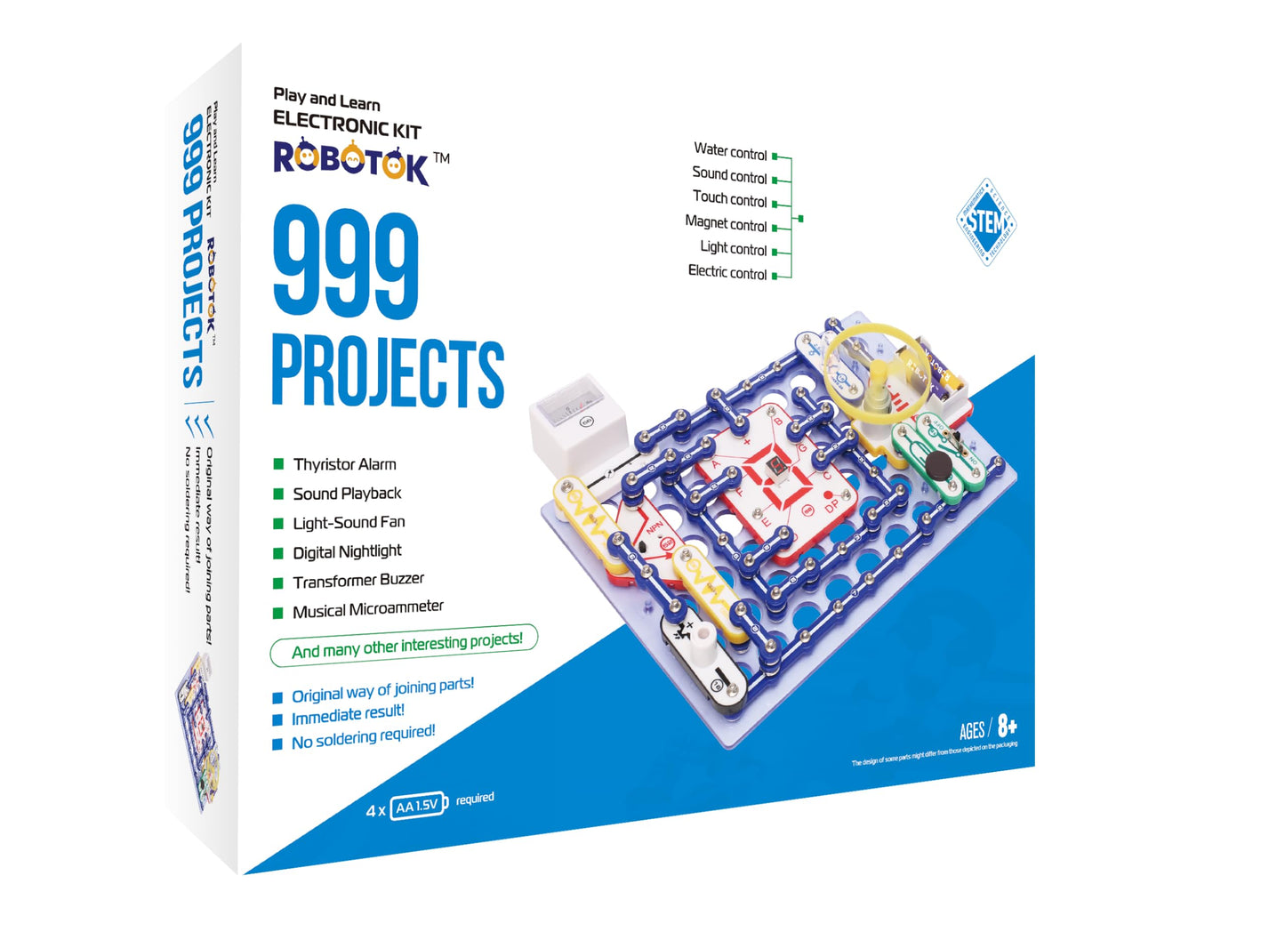 School & Family STEM Educational Toy Gift for Boys & Girls, Over 999 Projects, Physics Science Experiment Circuit Kit for Kids Ages 8+, Electronics Exploration Kit (Mixed Color, 999)