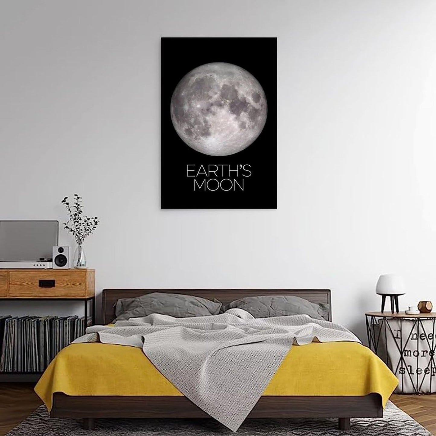 Solar System Planets Canvas Wall Art - Moon Planet Space Poster for Kids Room Bedroom Classroom, STEM Educational Astronomy Decor, Science Gift for Boys Girls, 12x18 Inch Framed
