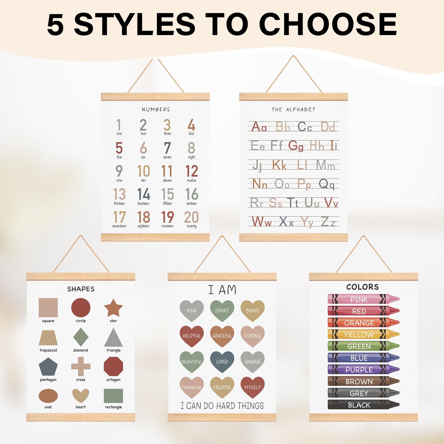 EliteSign Educational Preschool Learning Posters, Shapes Poster for Toddlers, Self-encouraged Banner Wall Hanging Posters Decor for Classroom Playroom Nursery Kids Room, 12x17 Inch Set of 2