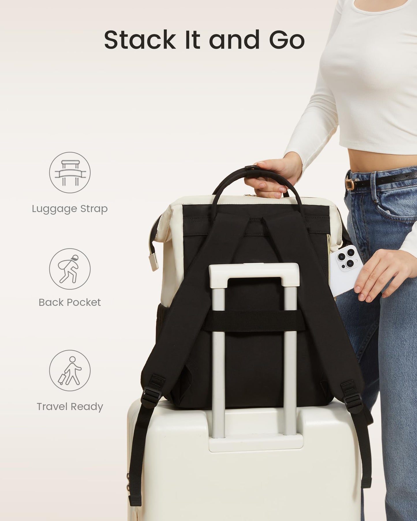 LOVEVOOK Laptop Backpack for Women, 15.6 Inch Work Business Backpacks Purse With Large Capacity, Waterproof Nurse Bag College Bookbag for School, Waterproof Casual Daypack for Travel