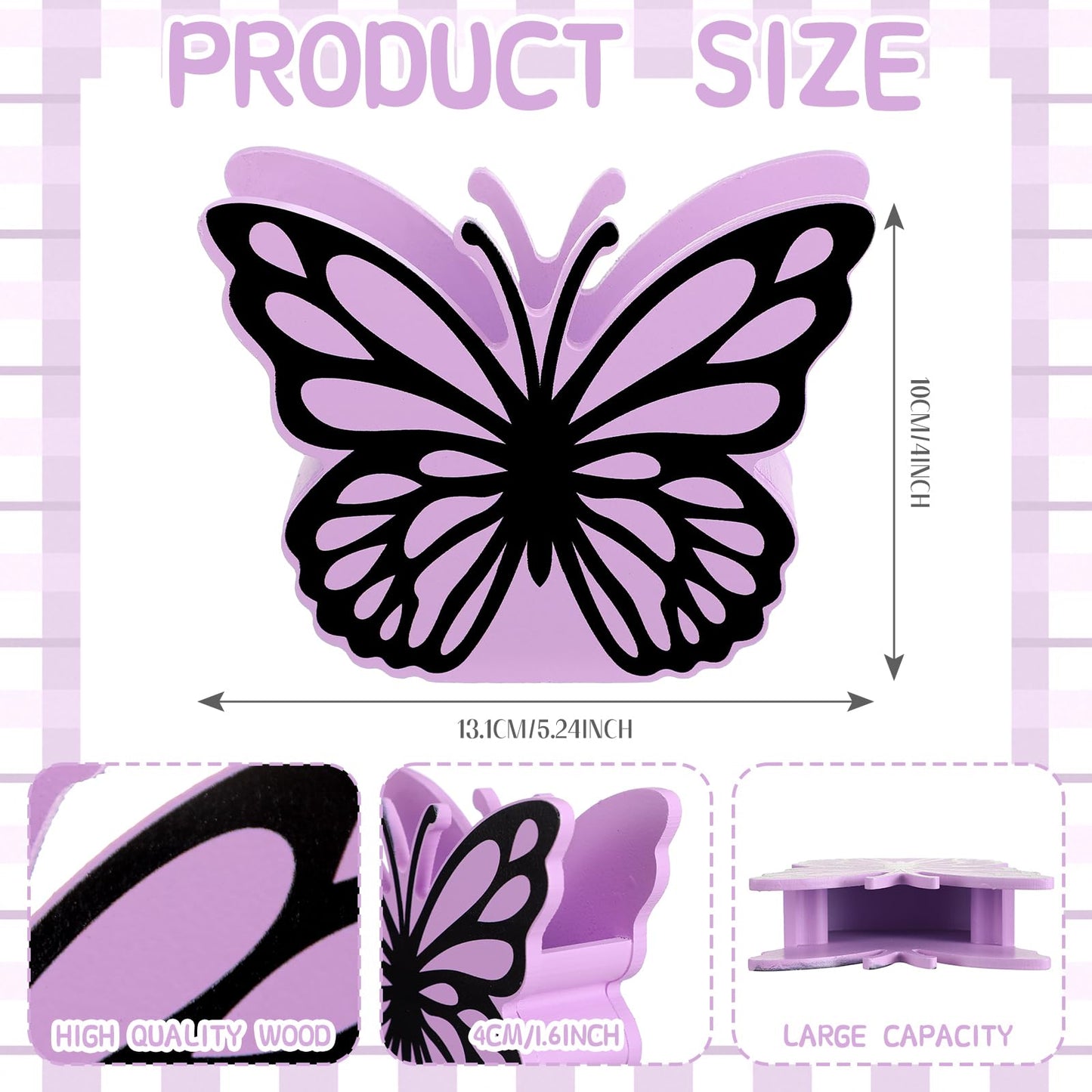 Tenceur Purple Butterfly Pen Holder for Desk Large Capacity Purple Pencil Holder School Supplies Desk Organizer Cute Butterfly Office Decor Makeup Brush Holders Back to School Gift for Girl Women