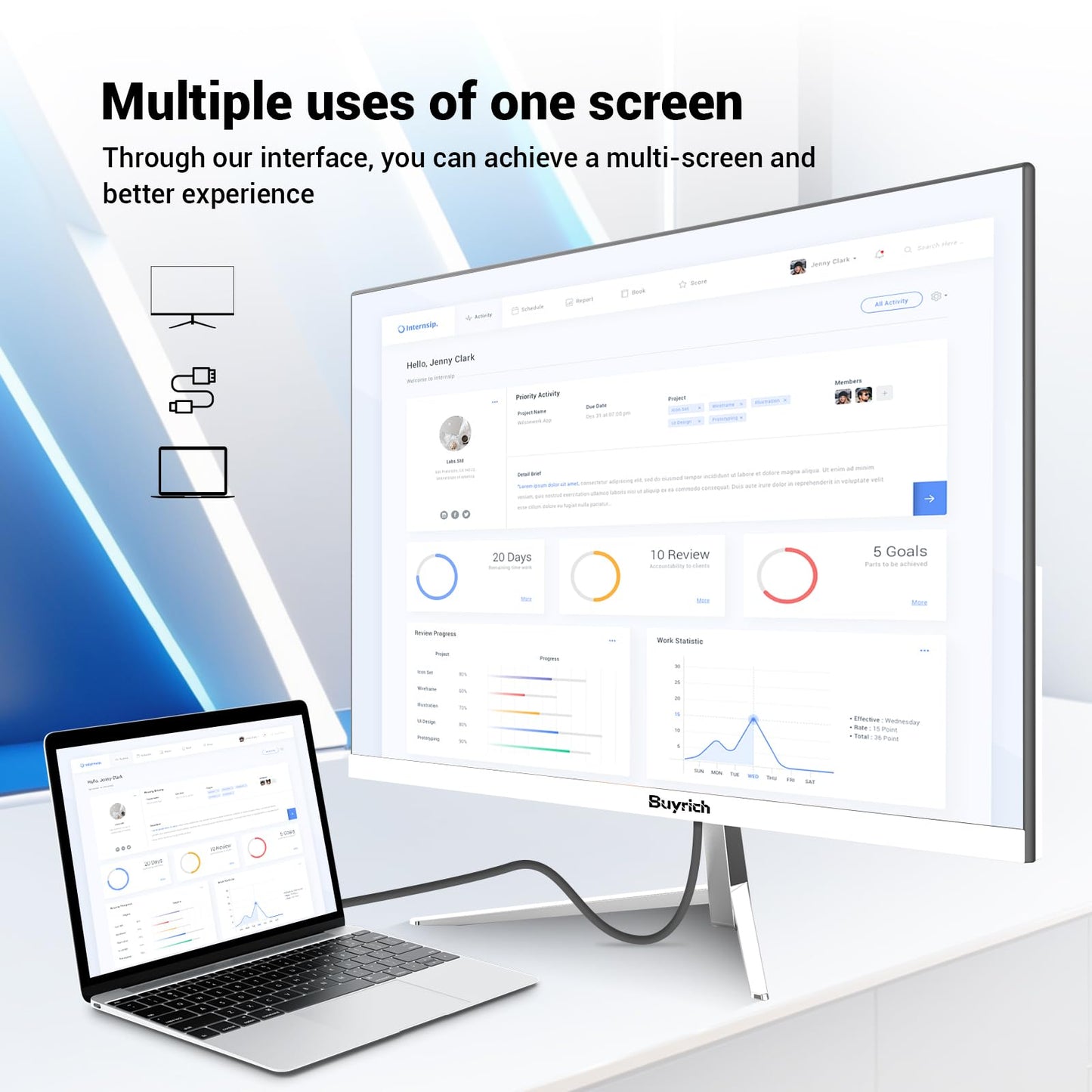 BUYRICH 24 Inch FHD 1080P 100Hz Computer Monitor, Built-in Speakers,VA Panel with 3000:1 Contrast, AMD FreeSync, HDMI Ports, HDR & Low Blue Mode, Ergonomic Tilt for Home Office