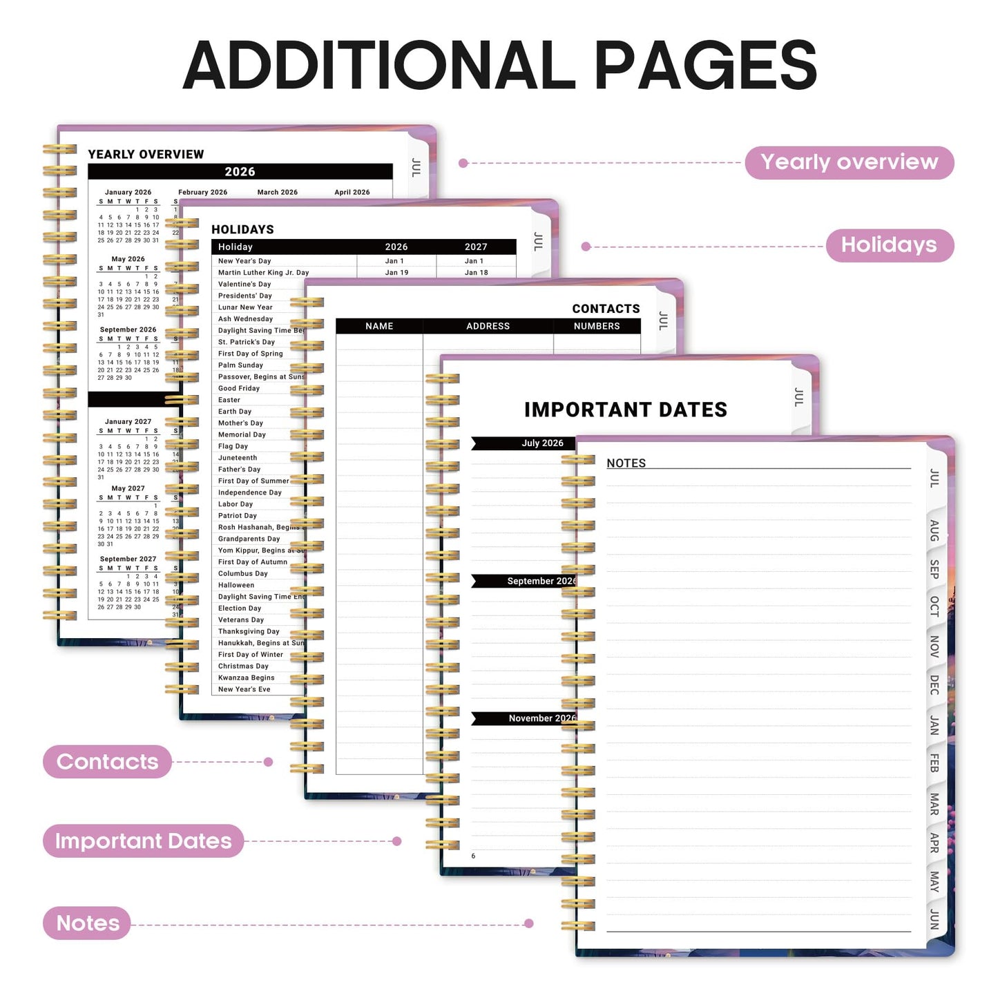 Planner 2026-2027, Academic Year Weekly and Monthly Calender Planner, from Jul 2026 - Jun 2027, Spiral Bound School Planning Book, Perfect for Teacher, Student, Women & Men, A4 (8.5" x 11"), Alpine Twilight