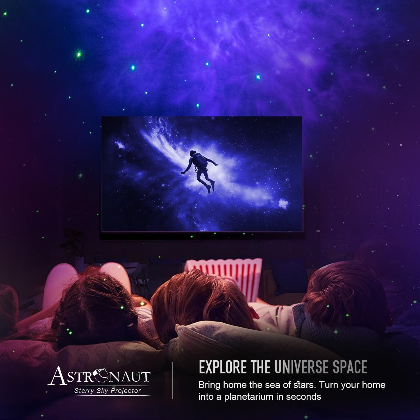Mooyran Astronaut Galaxy Projector Night Light - Blue, Nebula Effects, Timer, Model TYD-YHY-001