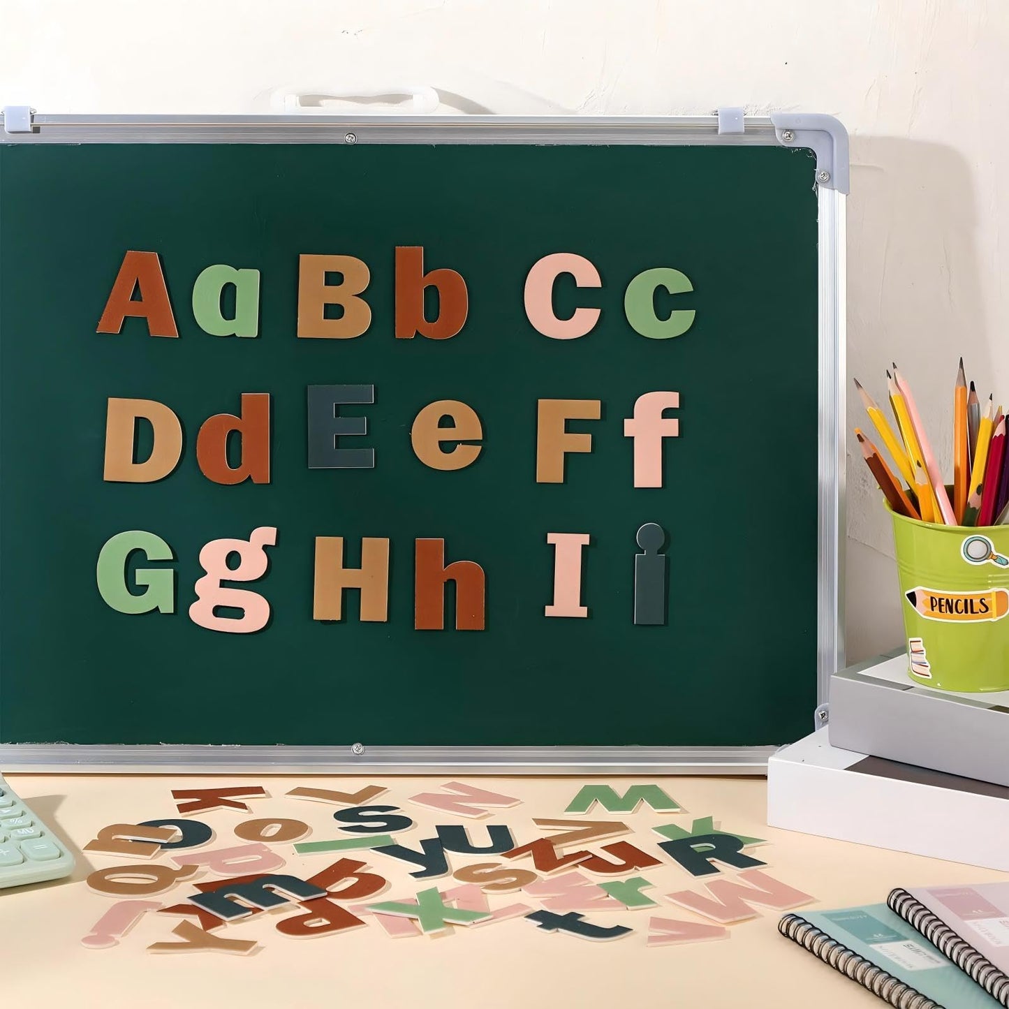 Breling 310 Pieces Felt Letter Bulletin Board Letters Sticker with Number 2" Bulk Self Adhesive ABC Upper Lowercase Sticky Letter for Xmas Gift Bulletin Board Classroom(Light Color)