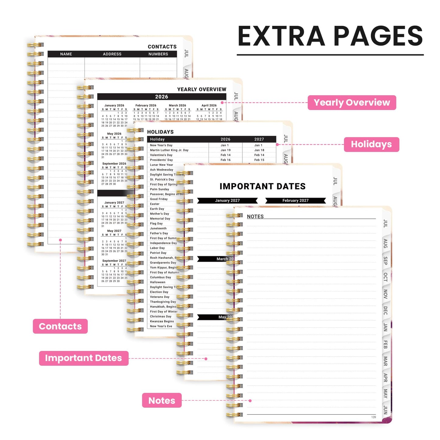 Academic Planner 2026-2027, Monthly and Weekly Calendar Planner, July 2026 - June 2027, Pretty Hardcover Teacher Student Planning Agenda Book with Tabs, Fit for School Office Supplies, 6.3" x 8.5", Velvet Stroke
