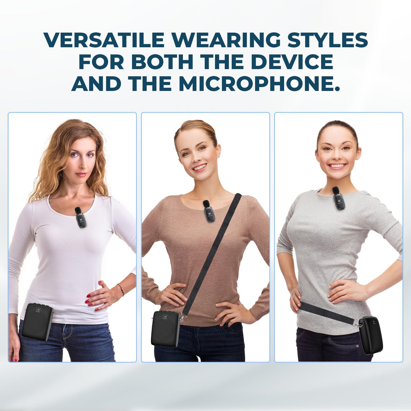 WinBridge Wireless Voice Amplifier for Teachers - Lapel Mic System Saves Your Voice | 15W Portable PA System with Bluetooth, 12H+ Battery, Auto-Pairing | No Headset, Ultra-Light 18.3g Clip Mic WB005N