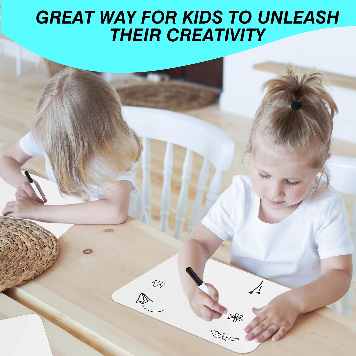 24 Pack Small White Board Dry Erase Boards Classroom Teachers Pack Mini White Boards 9" x12” Personal Whiteboards for School Students Supplies Lapboards l 24 Mini Erasers， 24 Makers Included (24)