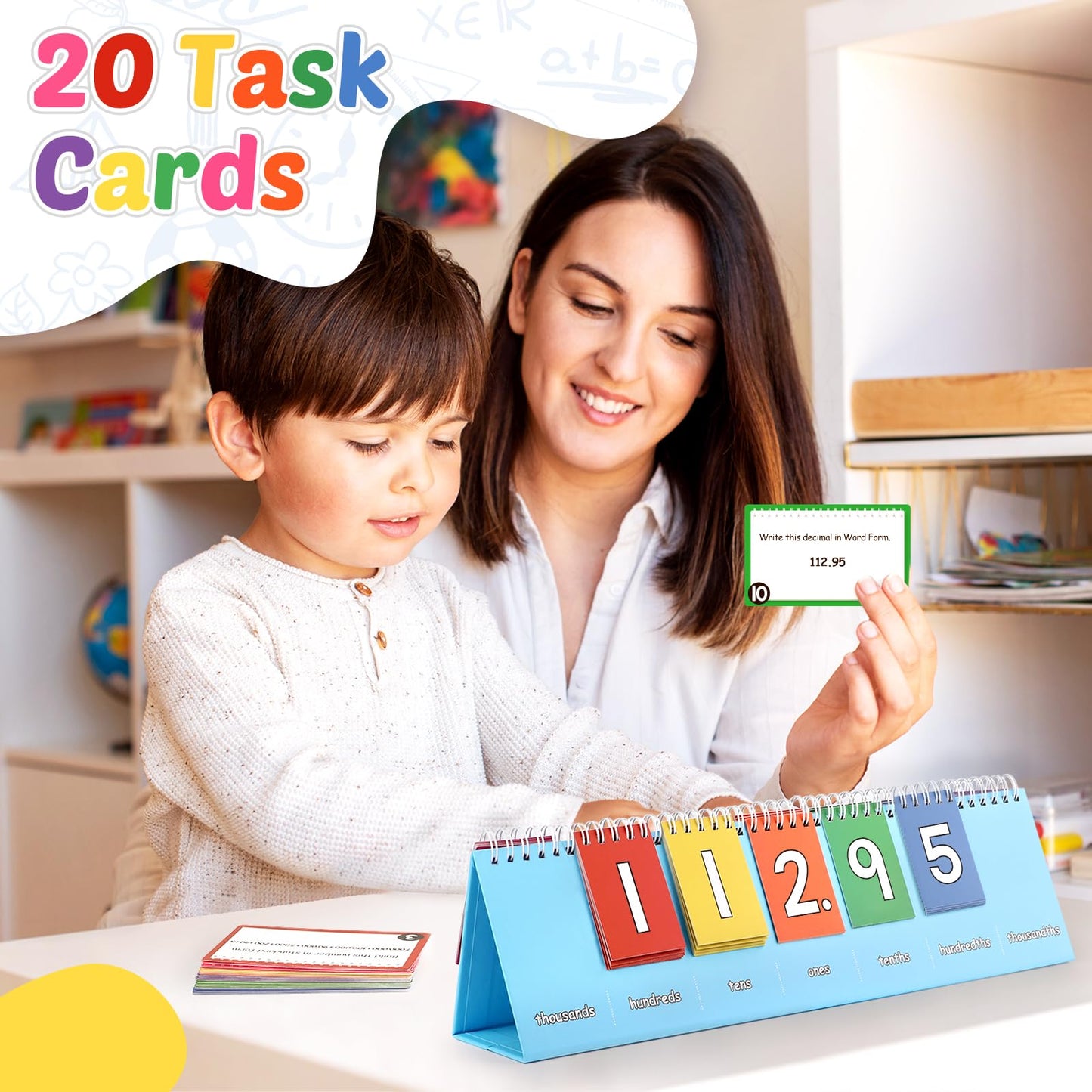 Aizweb Student Place Value Flip Chart,Math Manipulatives,Double-Sided with Whole Number & Decimals,1st 2nd 3rd Grade Classroom Must Haves,Homeschool Teacher Back to School Supplies Teaching Essentials