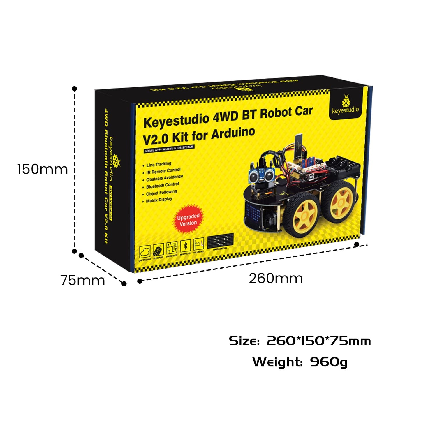 KEYESTUDIO Smart Car Robot,4WD Programmable DIY Starter Kit for Arduino for Uno R3,Electronics Programming Project/STEM Educational/Science Coding Kit for Teens Adults,15+