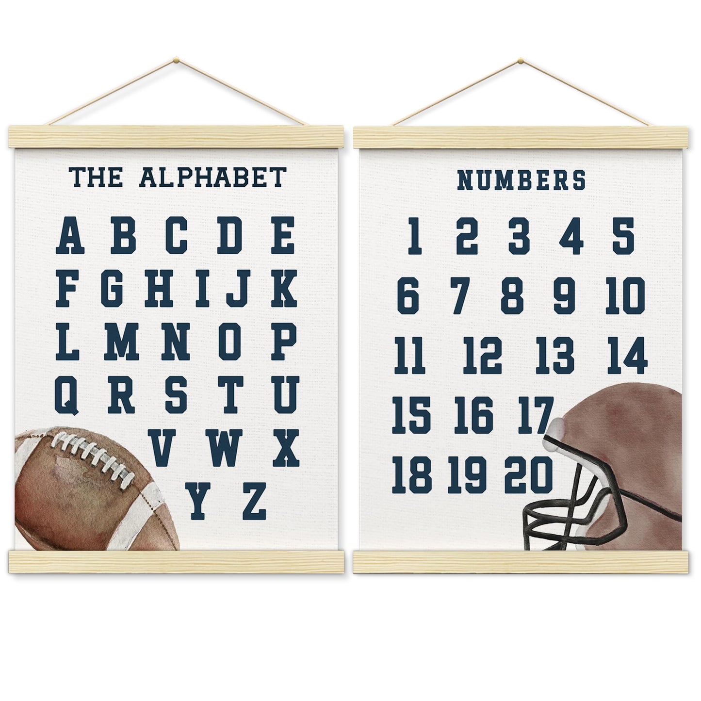 BONETAT Numbers alphabet poster for Nursery Toddlers, Play Room Wall Decor, ABC Wall Chart, Wall Hanging Decor for Toddler Playroom Decor Kids Wall Decor, Wooden Frame Alphabet Banner-A01