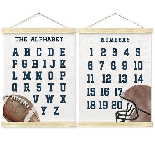 BONETAT Numbers alphabet poster for Nursery Toddlers, Play Room Wall Decor, ABC Wall Chart, Wall Hanging Decor for Toddler Playroom Decor Kids Wall Decor, Wooden Frame Alphabet Banner-A01