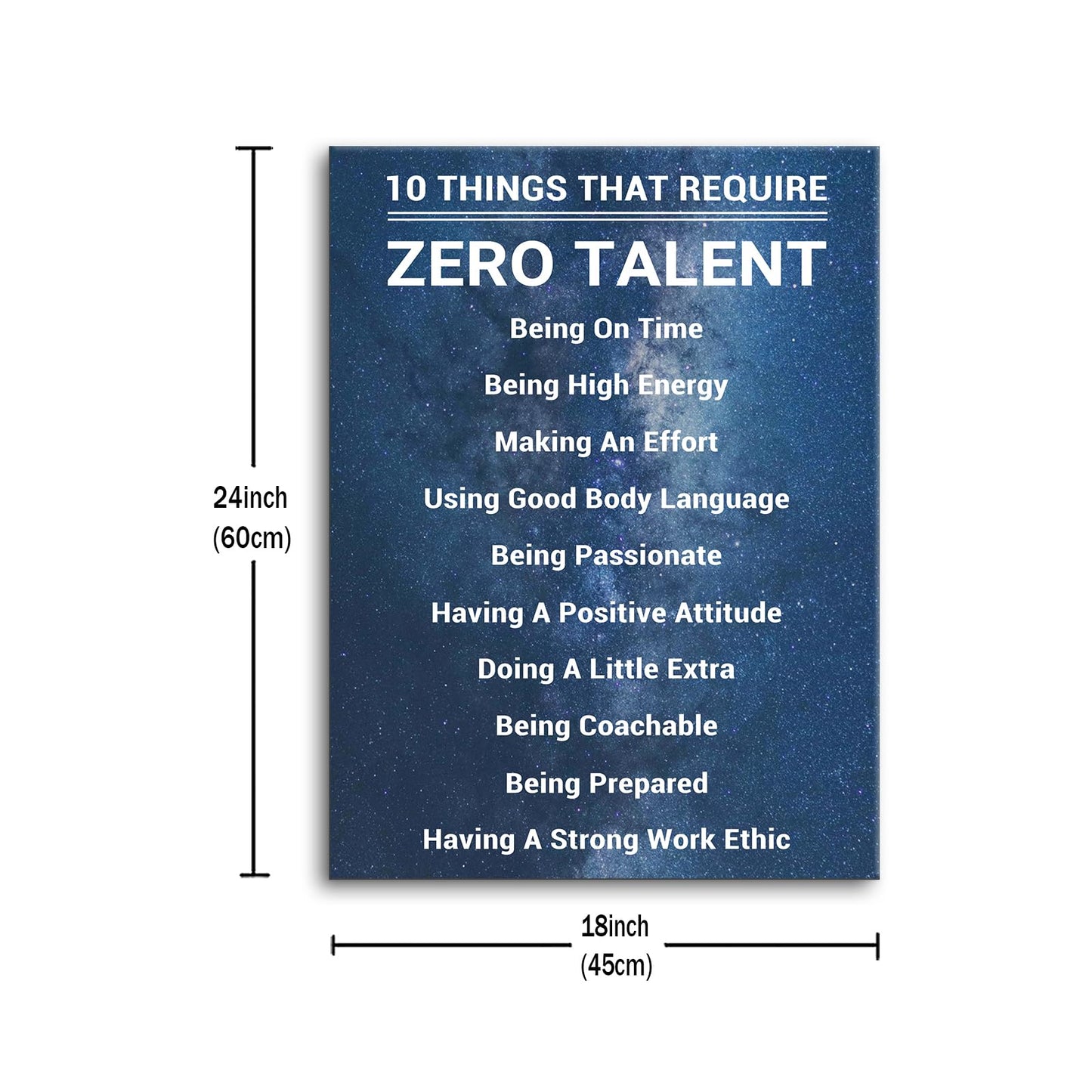 Inspirational Wall Art for Office, 10 Things that Require Zero Talent Motivational Poster, Large Mindset is Everything Canvas Wall Decor for Classroom & Home Gym, Easy to Hang Artwork [18''Wx24''H]