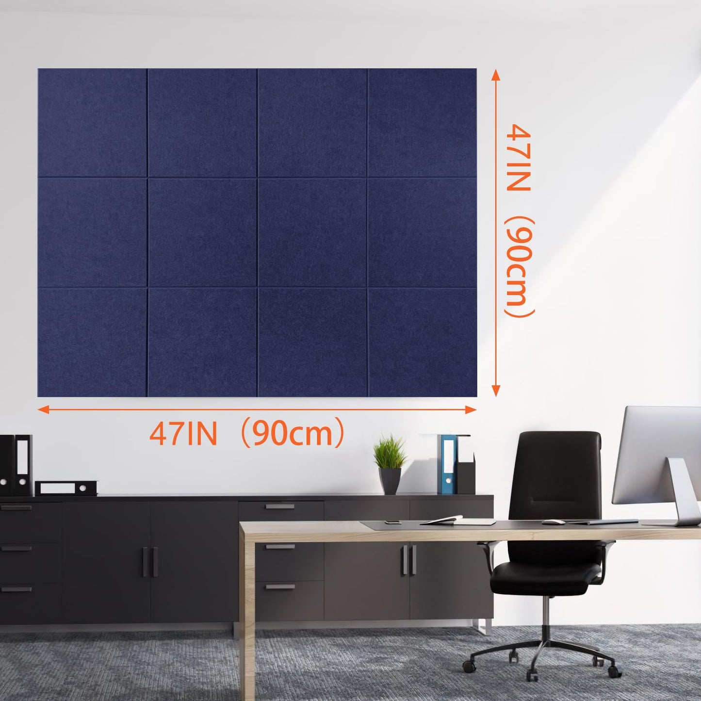 Cork Boards for Walls 48" x 36" Felt Board Alternative, 12 Pack Felt Wall Tiles Bulletin Board, Large Cork Board for Office Pin Board Tack Board Cork Boards