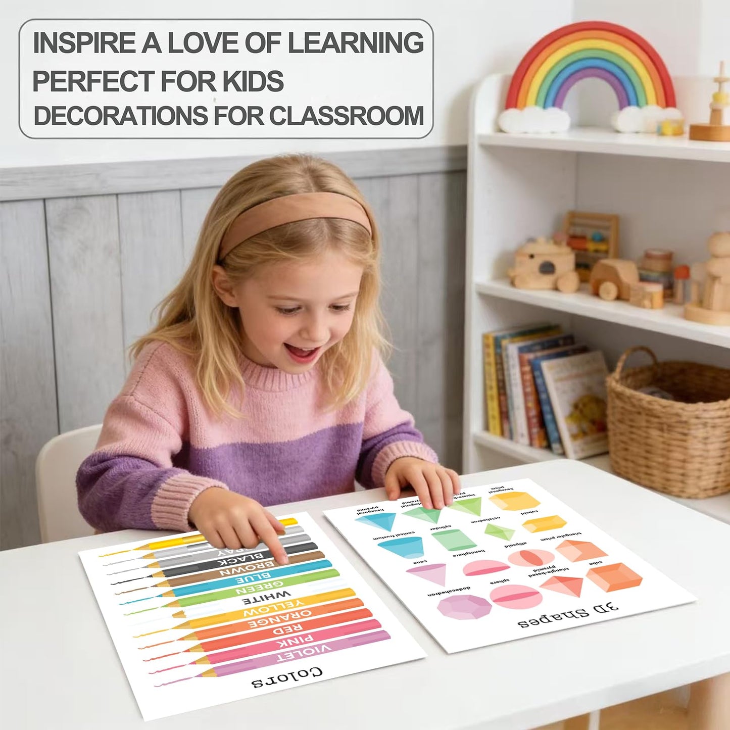 Educational Preschool Learning Posters,Alphabet ABC Posters for Toddlers Classroom Playroom Wall Decor,Counting Chart for Kindergarten,Pre K Learning Poster for Toddlers 1-3 Homeschool Supplies