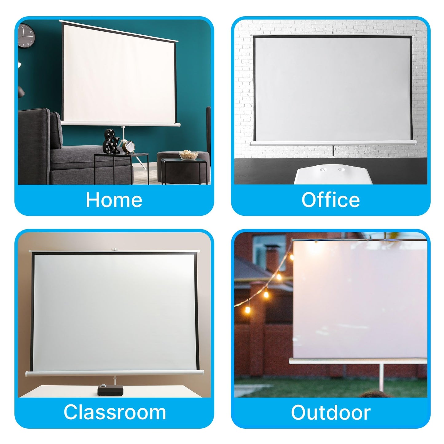 Pyle 72 Inch Outdoor Projector Screen with Stand-Portable Fold Out Roll Up Screen with Tripod Stand,White Matte Fabric 4:3 Aspect Ratio 4K HD Quality Black Masking Border,Ideal for Home and Office Use