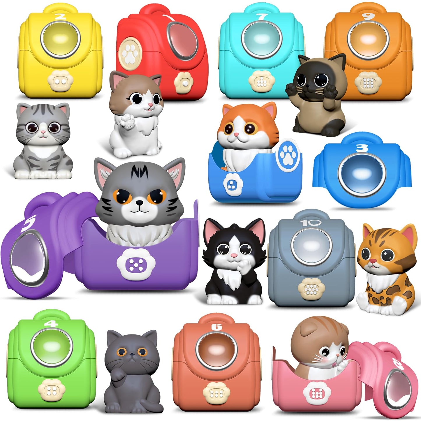 Letapapa Learning Toy for Toddlers 1 2 3 Year Old, 20 Pcs Cat Toys for Kids, Counting, Matching & Sorting Montessori Educational Sensory Toys, Christmas Birthday Easter Gift for Baby Boy Girl 1-3