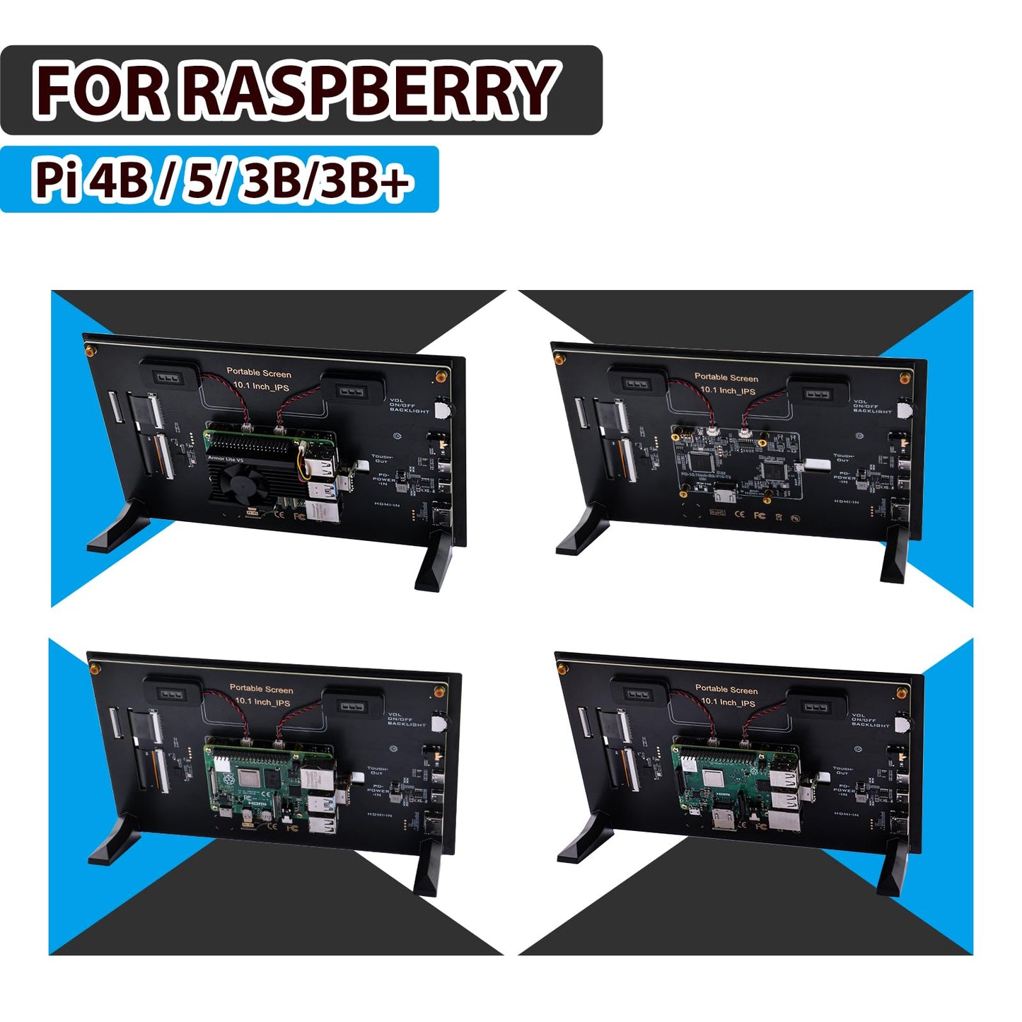 GeeekPi 10.1 inch Capacitive Touchscreen for Raspberry Pi, HDMI Monitor IPS 1280X800 LCD Display with Dual-Speaker for Raspberry Pi 5/4B/3B+/3B/B+, with Mount Hole to Install Raspberry Pi Board