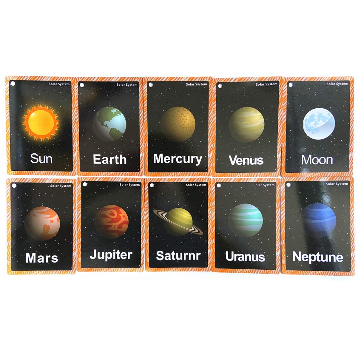 Set of The Solar System and Moon Phase Flashcards for Toddlers | Kids Learning Flashcard & Montessori Pocket Cards | Perfect for Pre-K Decor Background Wall Stickers, Teacher/Autism Therapists Tools