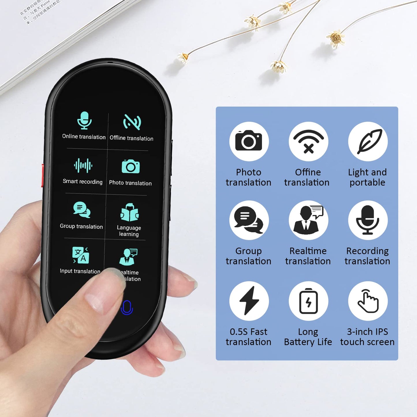 Language Translator Device, Portable Translator No WiFi Needed, Offline Voice Photo Translation, 150 Languages Supported, High Accuracy VORMOR Translator for Travel Business Learning (Black)