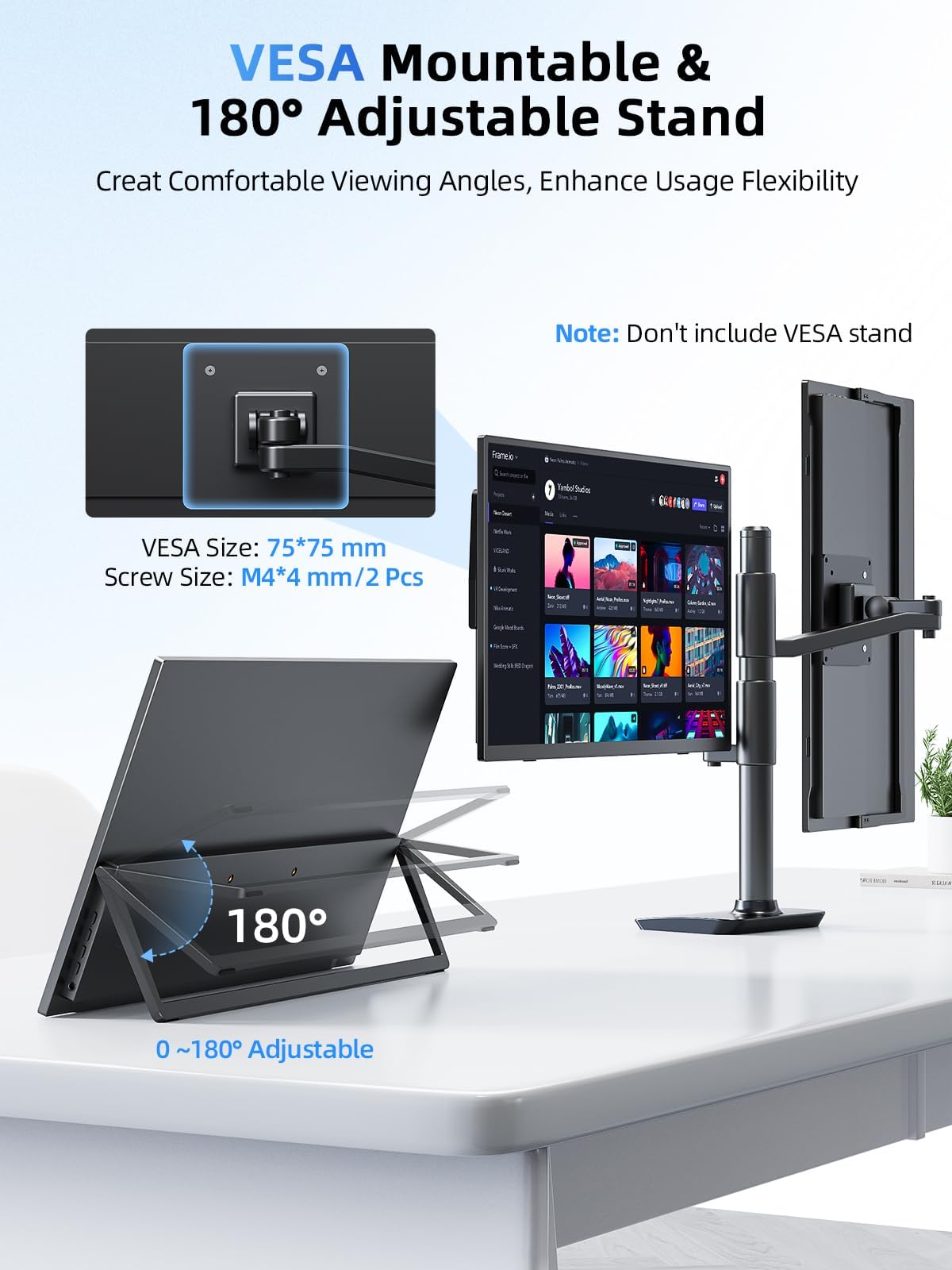 UPERFECT Portable Monitor Touchscreen 15.6 Inch 125% sRGB Travel Monitor Built-in Adjustable Stand, Speaker, VESA Mountable, USB-C HDMI Ultra-Slim Second Screen for Laptop Mac-Book Phone Game Console