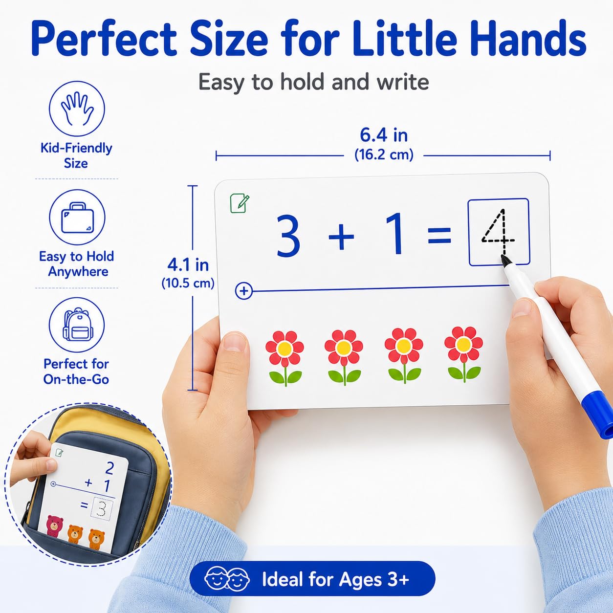 Write & Wipe Activity Cards for Kids, Reusable Tracing Flash Cards, Preschool Handwriting Practice Set, Letter Number Math Learning Activities Ages 3-6 (Addition and Subtraction)
