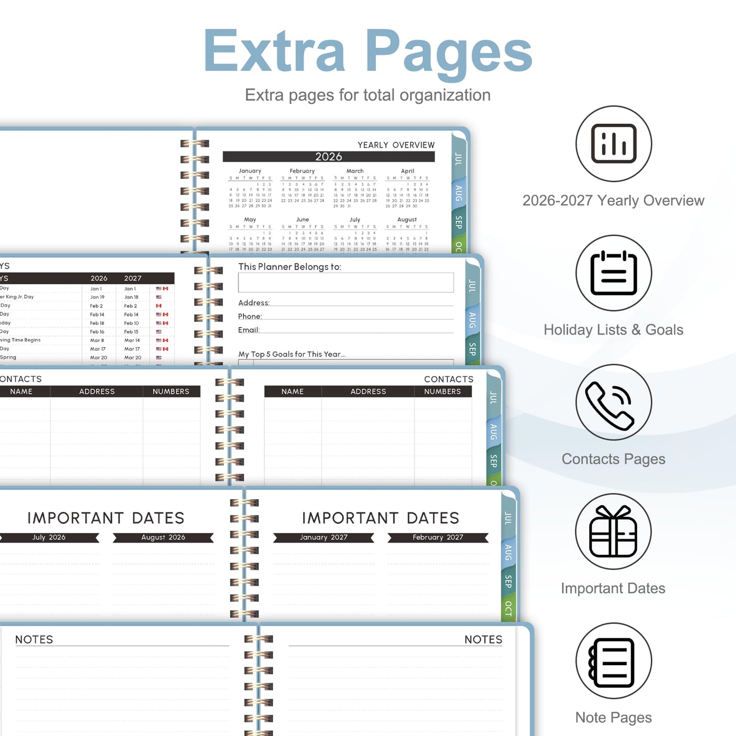 Planner 2026-2027, Weekly and Monthly Academic Planner, July 2026 - June 2027, Hardcover Calendar Agenda Book for School Year Planning, School Supplies for Teacher and Student, Letter Size(8.5'' x 11'')