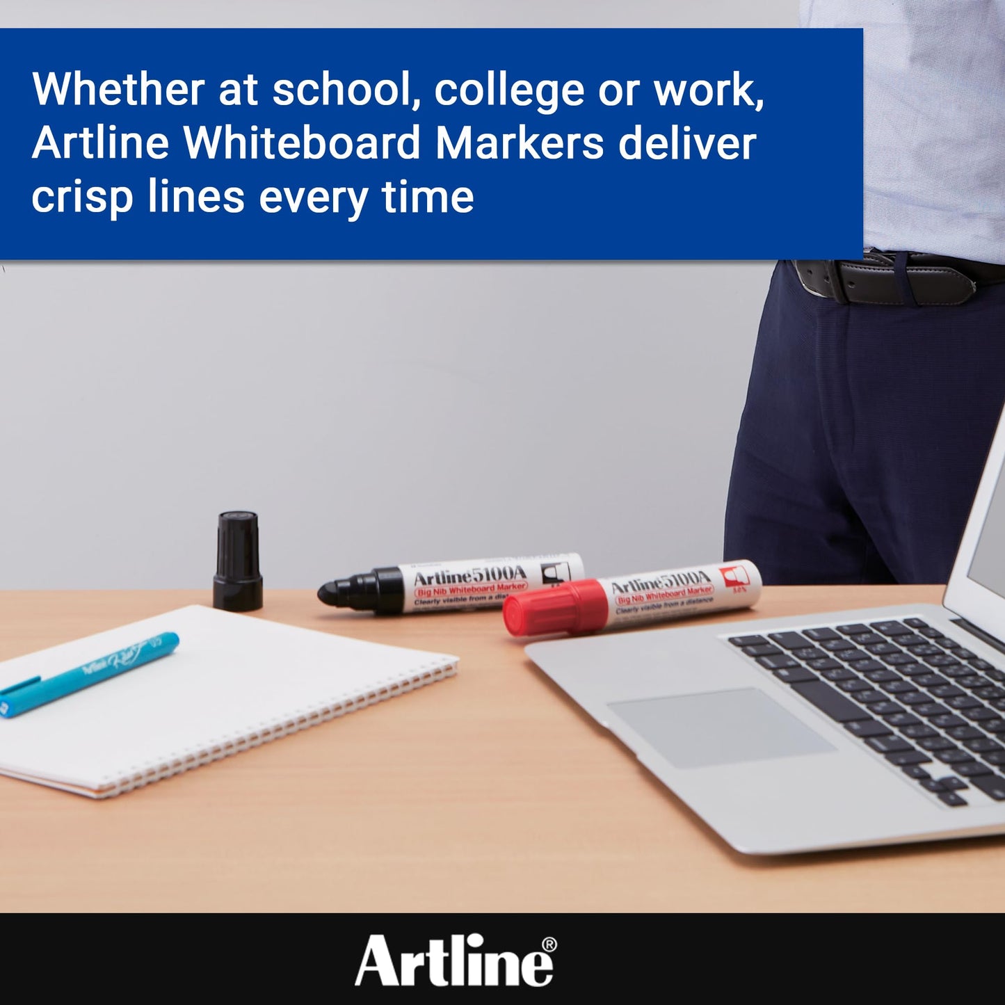 Artline 5109A Magnum White Board Markers Dry Erase with Jumbo Big Nib For Clear, Visible Lettering, Black, Red, Blue, and Green - 4 Pack
