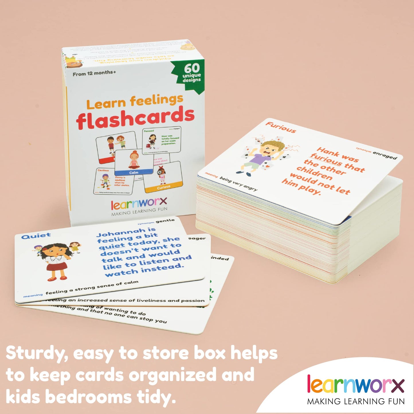 Emotion Cards for Kids, Feeling Cards Game | 60 Emotion & Feeling Flash Cards for Kids | Learn Feelings and Needs Cards | Teach Mixed Emotions & Emotional Intelligence Cards to Children & Toddlers